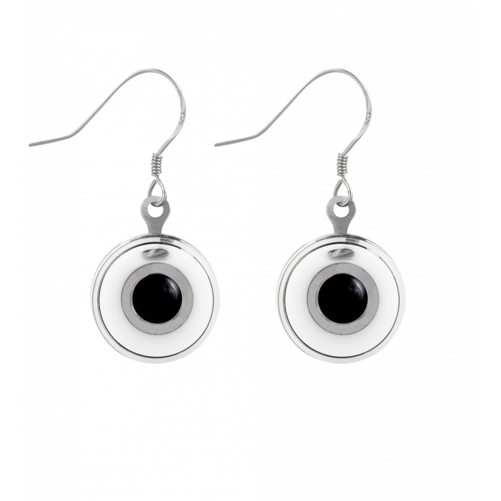 Hook earrings - Duo Milk White / black