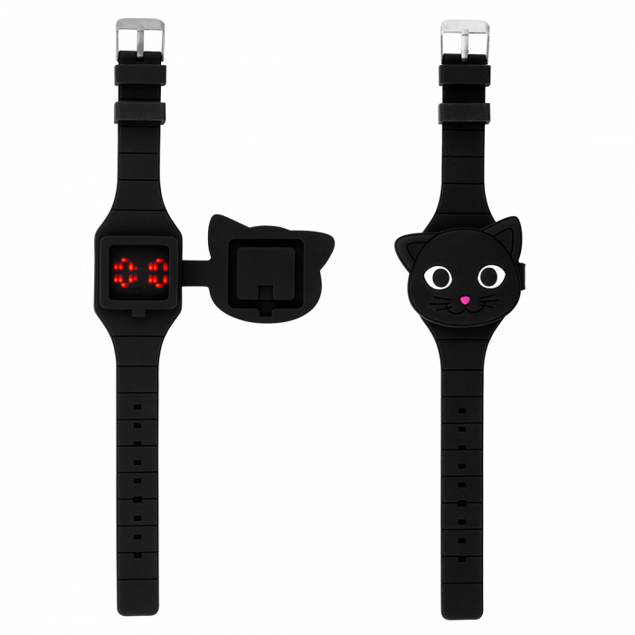 Uhr LED - Aniwatch Schwarze Katze