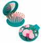 Haarbürste mit Spiegel 2 in 1 - Lady Retro Blue Flower