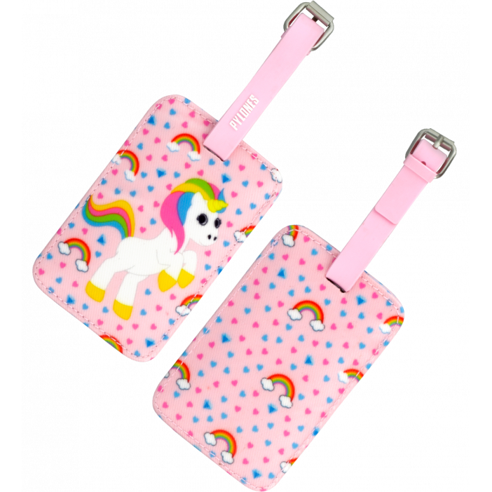 Etiquette de bagage - Voyage Licorne Rose