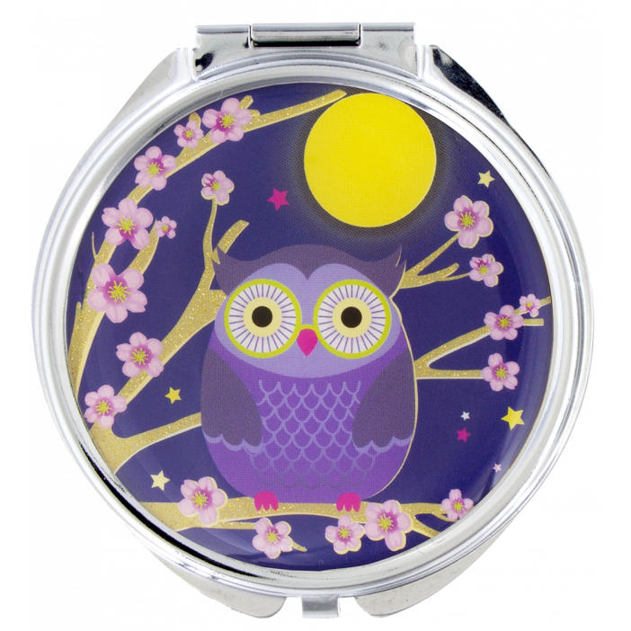 Pocket mirror - Lady Look Blue Owl