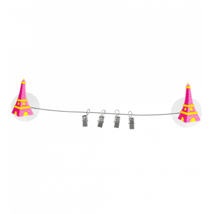4 Saugnapf Clips- Ani-clip Eiffelturm Rosa