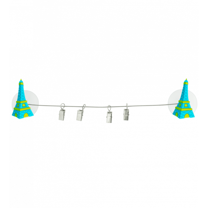 4 suction cup clips - Ani-clip Tour Eiffel Bleue
