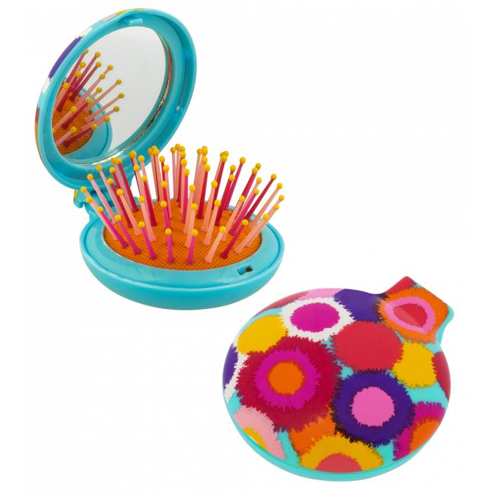 2 in 1 hairbrush and mirror - Lady Retro Pompon