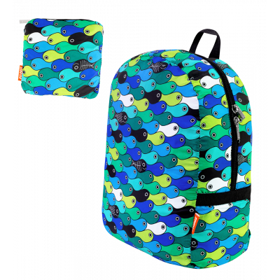 Sac à dos pliable - Pocket Bag - Blue fish