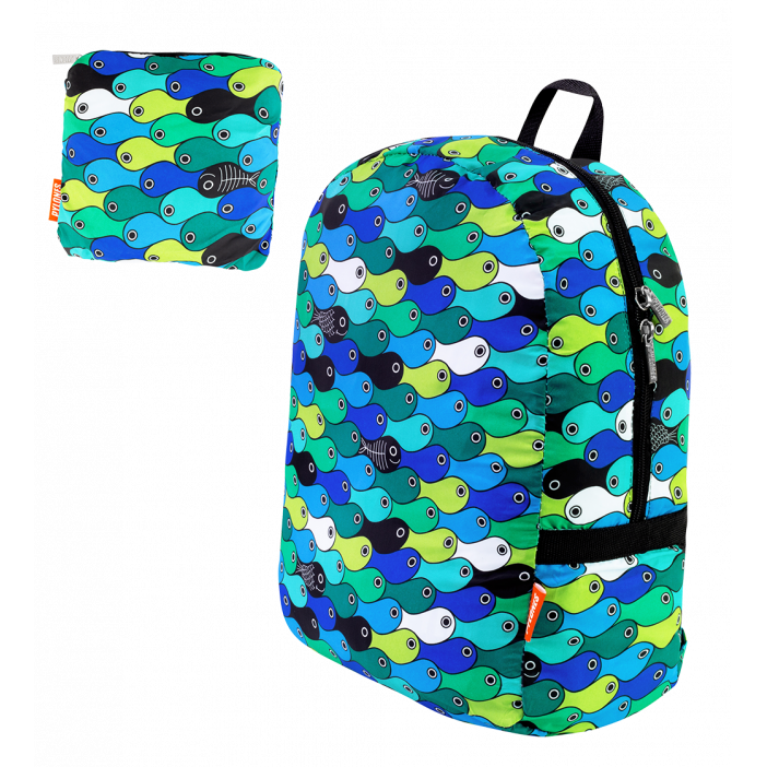 Faltbarer Rucksack - Pocket Bag Blue fish