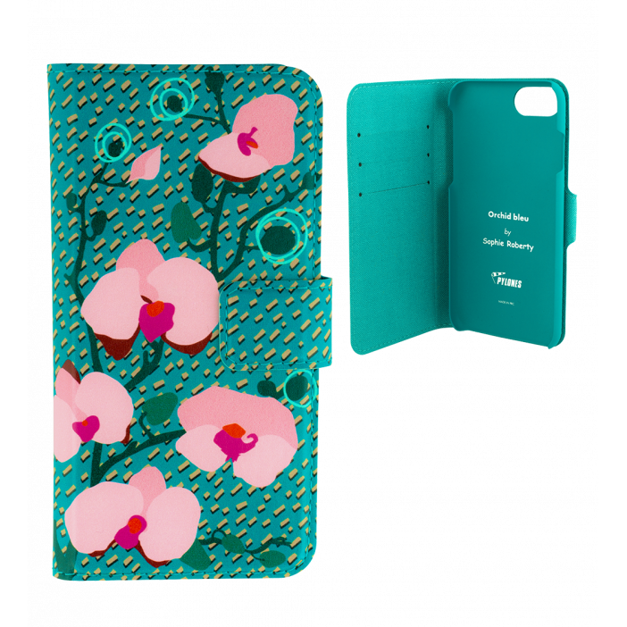 Coque à clapet pour iPhone 6, 6S, 7, 8 - Iwallet Orchid Blue
