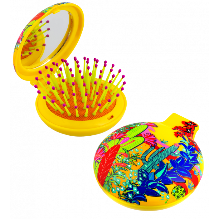 Haarbürste mit Spiegel 2 in 1 - Lady Retro Cactus