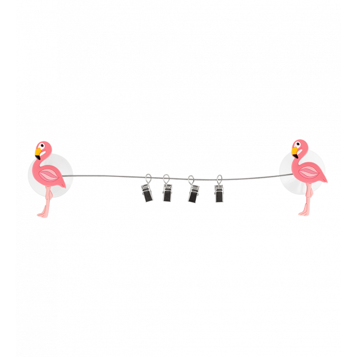 4 Saugnapf Clips- Ani-clip Flamingo