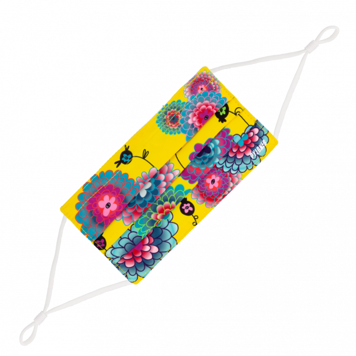Mask in washable and reusable fabric - Hidden Smile Dahlia