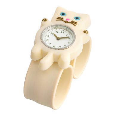 Montre slap - Funny Time - Chat blanc