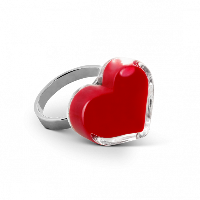 Anello in vetro - Coeur Nano Milk Rosso scuro