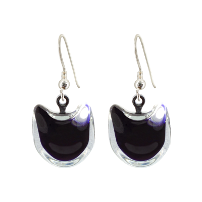 Boucles d'oreilles crochet en verre soufflées - Chat Milk