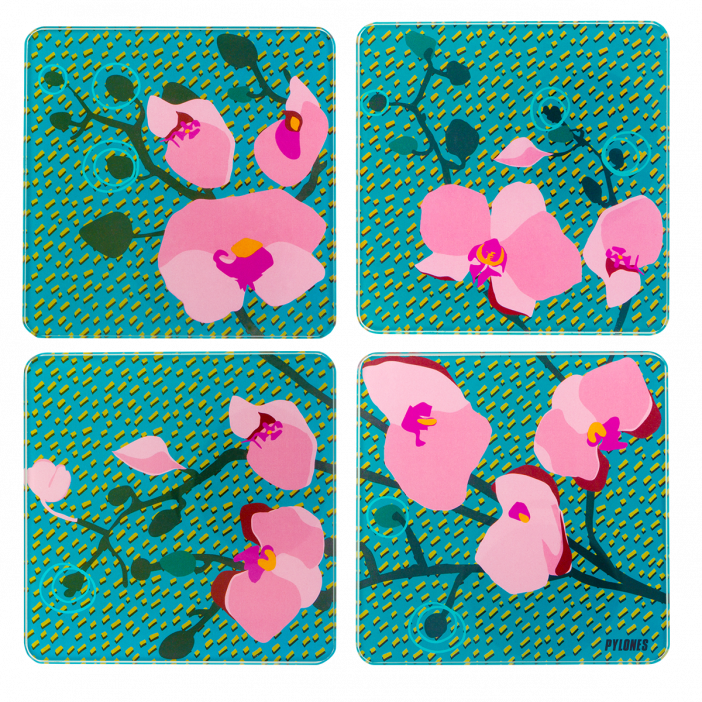 4 Untersetzer - Sous verre Orchid Blue