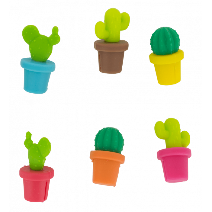 Set di 6 segnabicchieri - Happy Markers Cactus