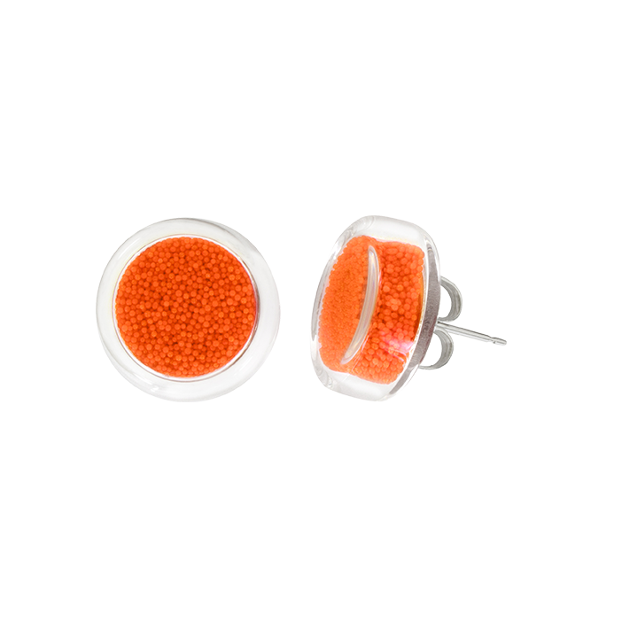 Boucles d'oreilles clou en verre soufflées - Cachou Billes Orange