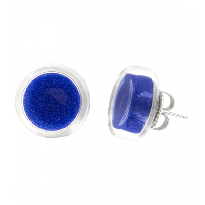 Boucles d'oreilles clou en verre soufflées - Cachou Billes
