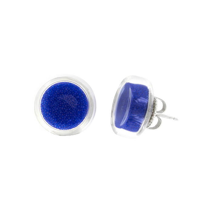 Boucles d'oreilles clou en verre soufflées - Cachou Billes
