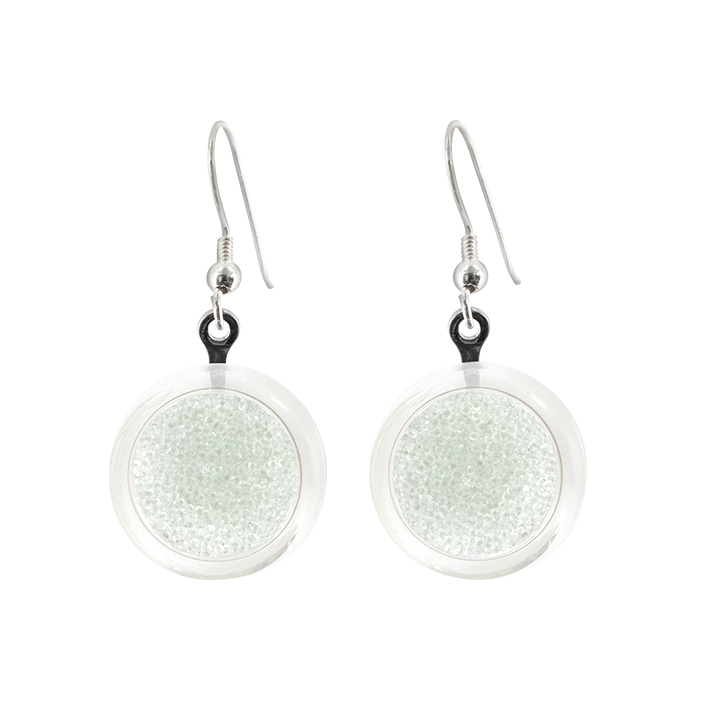 Boucles d'oreilles crochet en verre soufflées - Cachou Billes Cristal