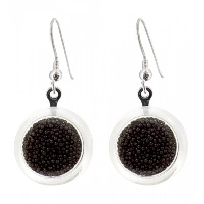 Boucles d'oreilles crochet en verre soufflées - Cachou Billes