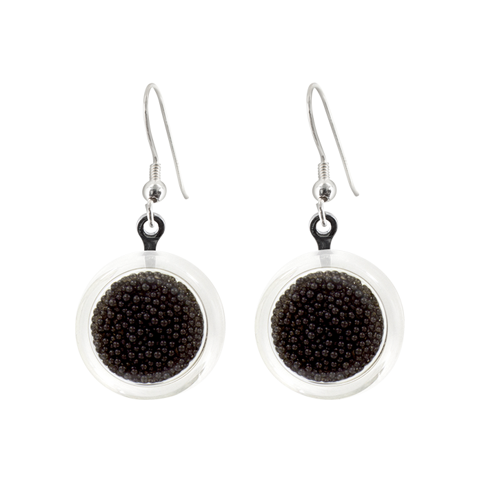 Boucles d'oreilles crochet en verre soufflées - Cachou Billes