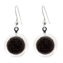 Boucles d'oreilles crochet en verre soufflées - Cachou Billes