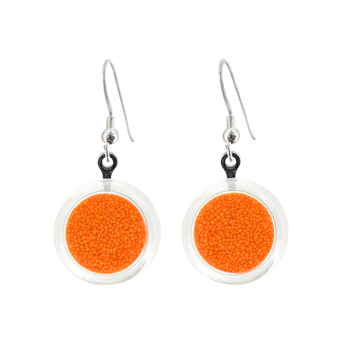 Boucles d'oreilles crochet en verre soufflées - Cachou Billes Orange