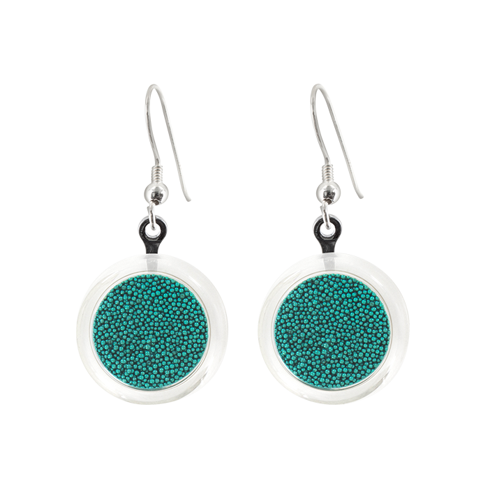 Boucles d'oreilles crochet en verre soufflées - Cachou Billes Turquoise