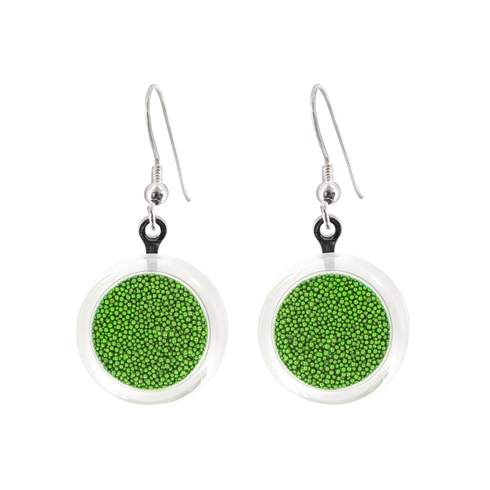 Boucles d'oreilles crochet en verre soufflées - Cachou Billes Vert