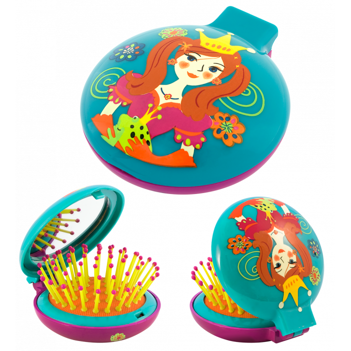 Haarbürste mit Spiegel 2 in 1 - Lady Retro Kinder Princesse