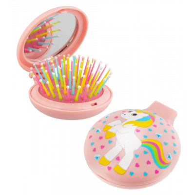 Brosse à cheveux miroir 2 en 1 - Lady Retro Enfants - Licorne Rose