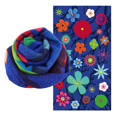 Foulard / paréo - Balade - Blue Flower