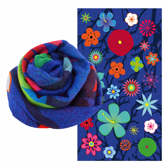 Foulard / pareo - Balade Blue Flower