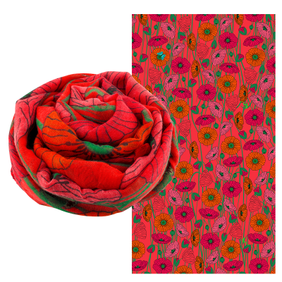 Foulard / paréo - Balade - Coquelicots