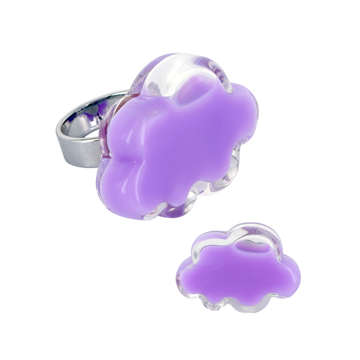 Anello in vetro - Nuage Medium Milk Mallow purple