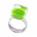Anello in vetro - Carré Nano Transparent Verde