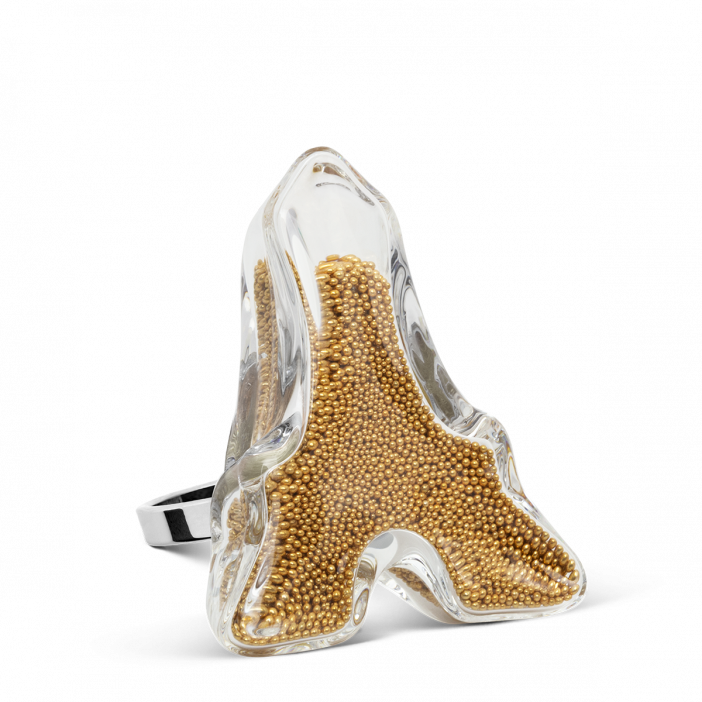 Bague en verre soufflée - Tour Eiffel Billes Or