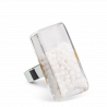Anello in vetro - Rectangle Medium Perles Bianco