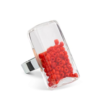 Anello in vetro - Rectangle Medium Perles