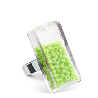 Glasring - Rectangle Medium Perles