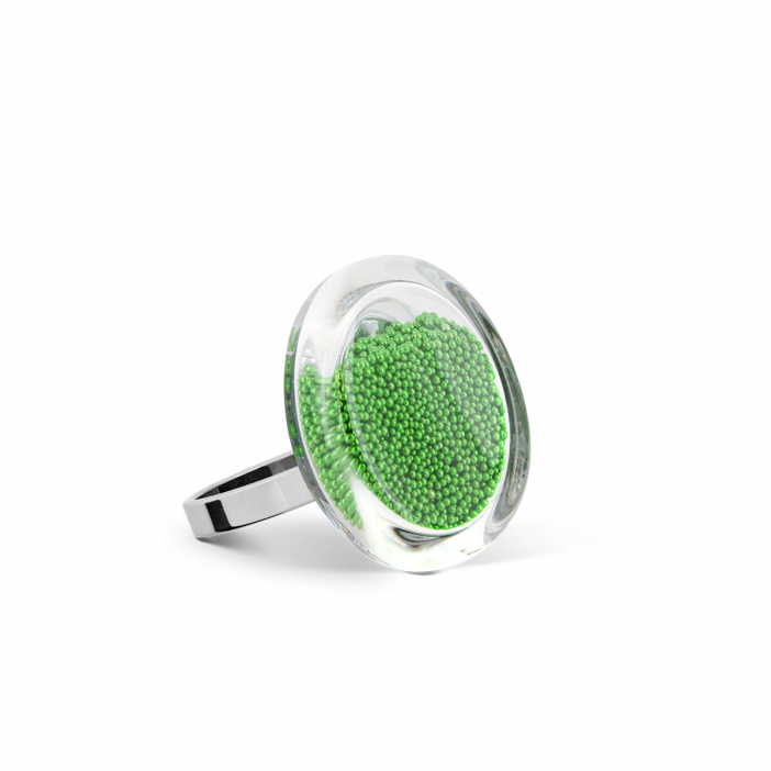 Glass ring - Cachou Nano Billes Green