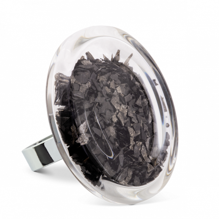 Glass ring - Cachou Giga Paillettes Black
