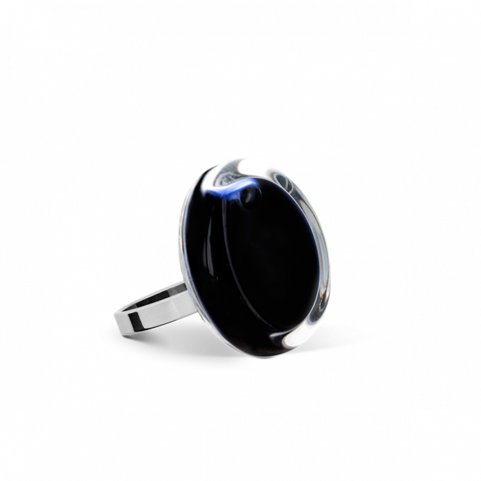 Anello in vetro - Cachou Nano Milk Nero