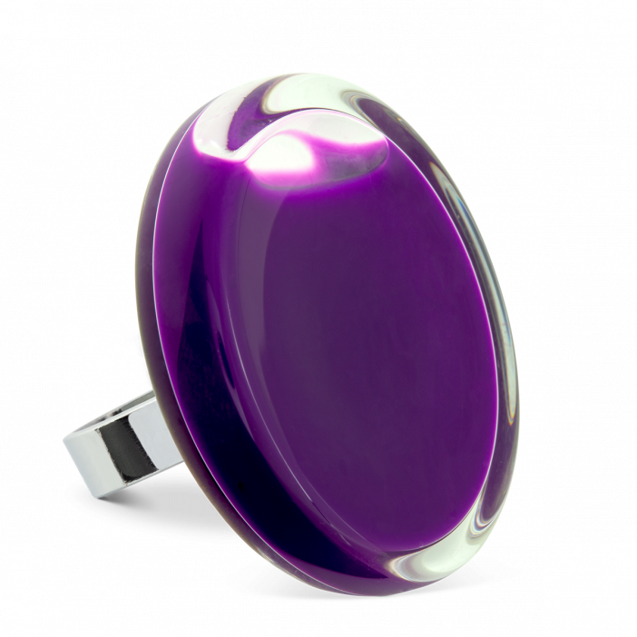 Bague en verre soufflée - Cachou Giga Milk Violet foncé
