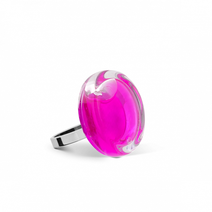 Anello in vetro - Cachou Nano Transparent Fucsia