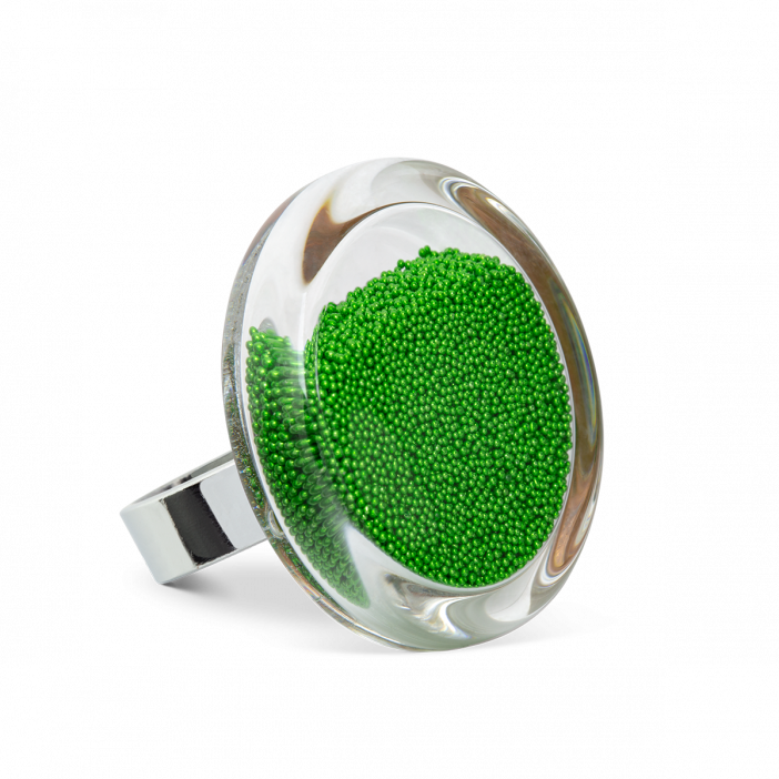 Anello in vetro - Cachou Medium Billes Verde