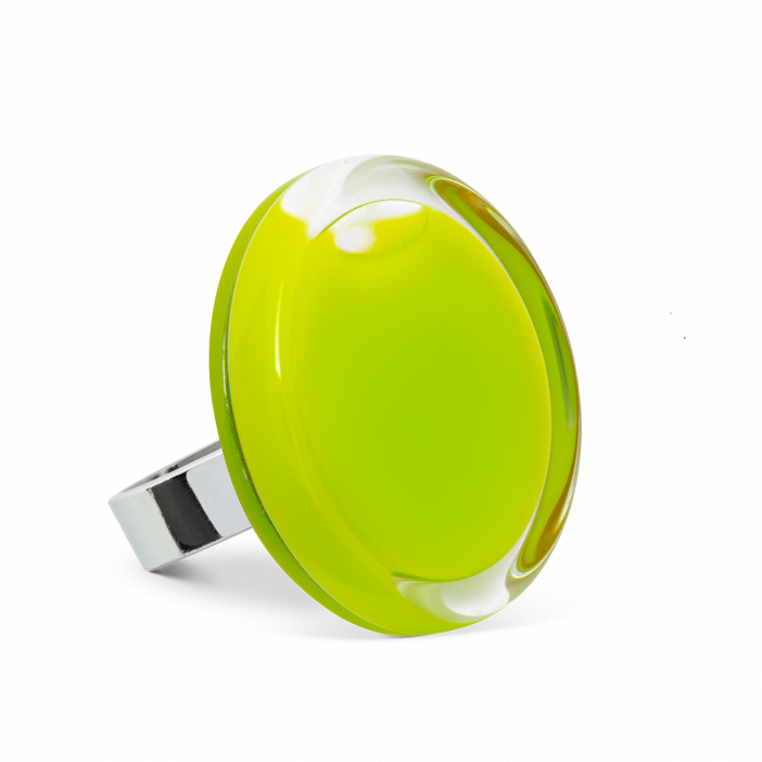Anello in vetro - Cachou Medium Milk Verde Chiaro