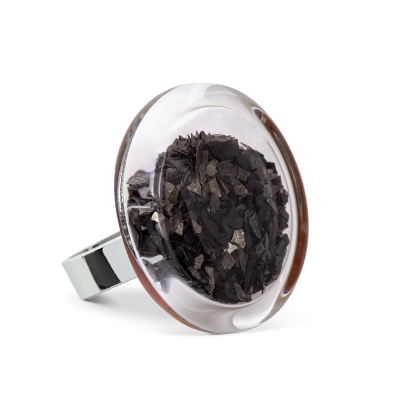 Anello in vetro - Cachou Medium Paillettes