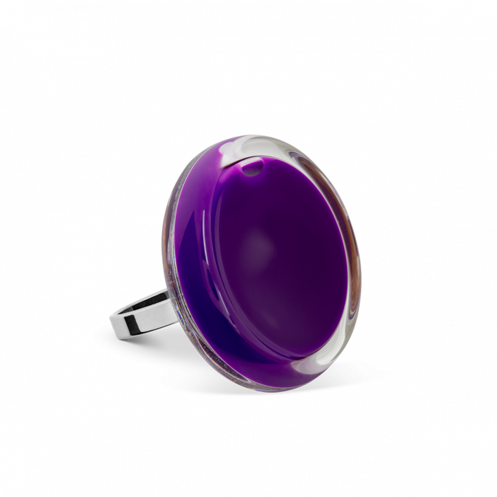 Bague en verre soufflée - Cachou Mini Milk Violet foncé