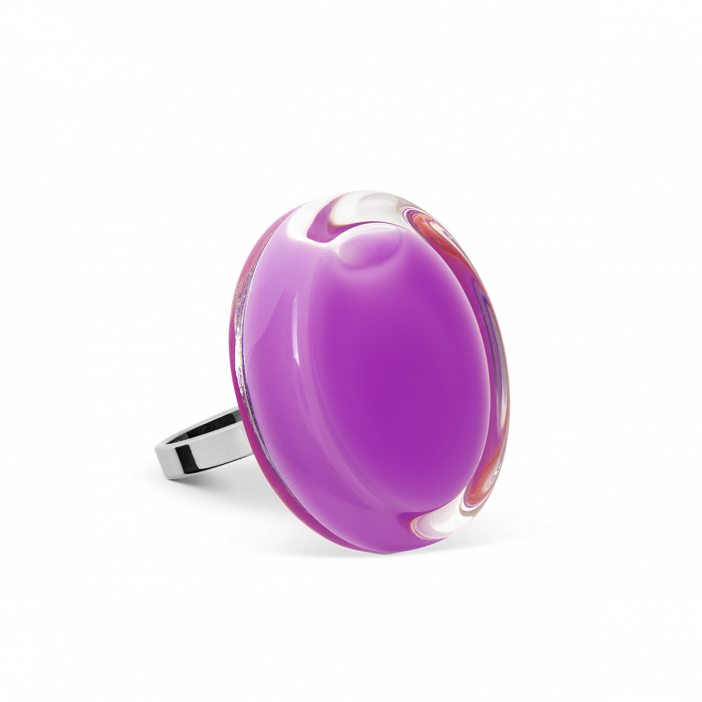 Bague en verre soufflée - Cachou Mini Milk Lilas